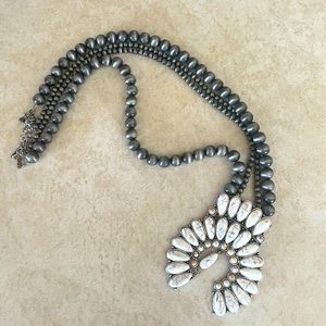 Necklace - 30” long- bottom white is 3 1/2” wide